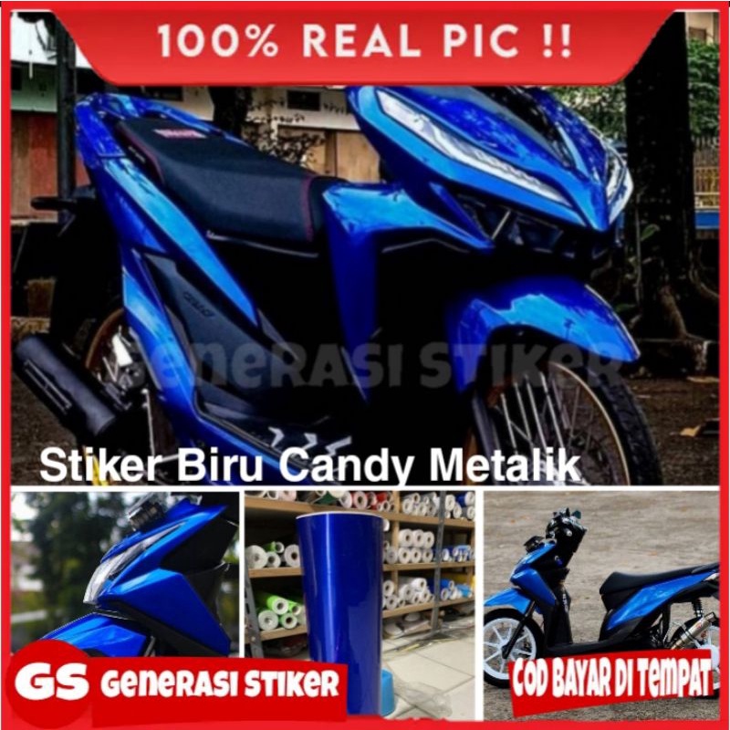 Stiker Skotlet Motor Biru Metalik Candy Sticker Metalic Candy Biru Tua