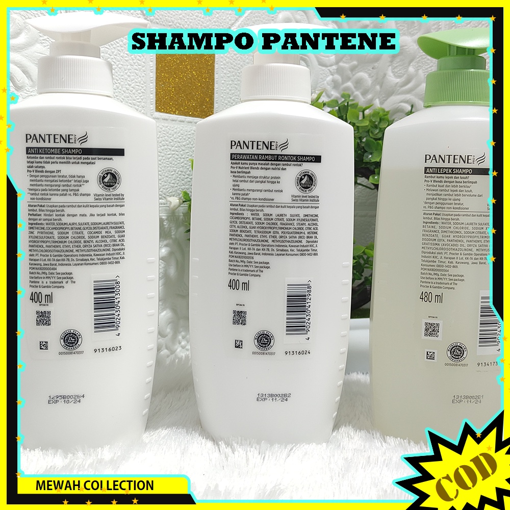 PANTENE Shampoo Anti Ketombe / Anti Rontok / Anti Lepek 400ml / 480 ml / Ukuran Jumbo Besar-2