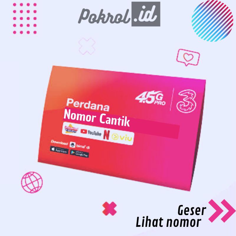 Kartu Perdana Tri Nomor Cantik Seri ABAB 11 digit