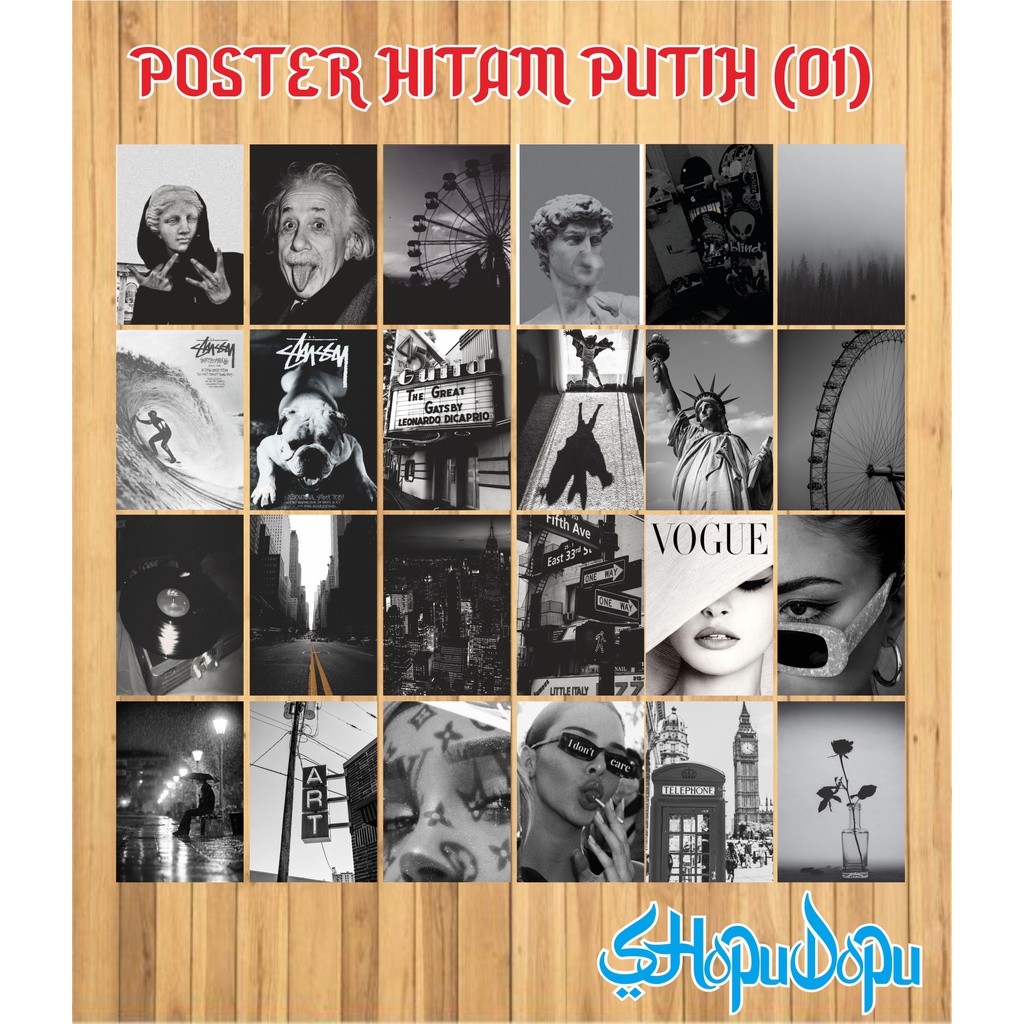Poster dinding Aesthetic |Poster kamar|Dekorasi kamar| (isi 24) Poster Hitam Putih 01