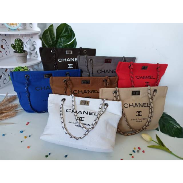 Totebag Chanel kanvas import