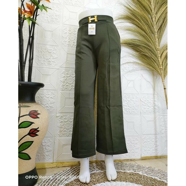 CELANA KULOT IMPORT variasi belt H bahan scuba celana wanita murah BISA BAYAR DI TEMPAT (COD)