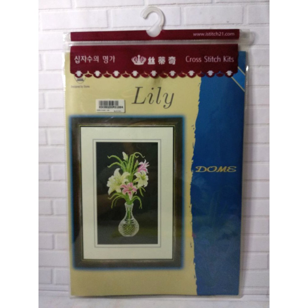 Paket DIY Craft Sulam Kristik DOME 31004 Vas Bunga Flower Lily Lili