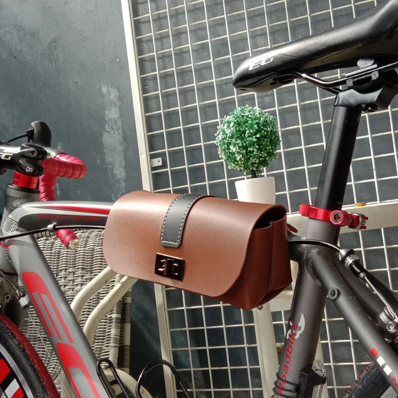 tas sepeda lipat depan sepedah gunung mtb roadbike waterproof kulit sintetis