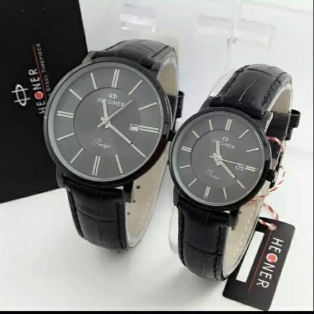 Jam Tangan Kulit Pria/Wanita/Couple Hegner 403 all black