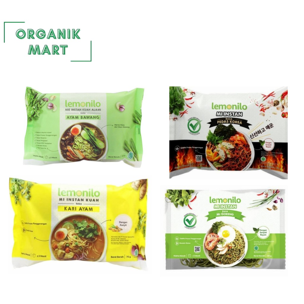 Lemonilo Mi Instan Rasa Korea Pedas;  Kari Ayam; Mie Goreng; Ayam Bawang - Mie Instant