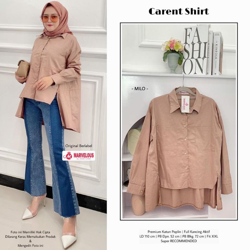 CARENT SHIRT BY MARVELOUS (BLOUSE WANITA) Blouse polos muslimah