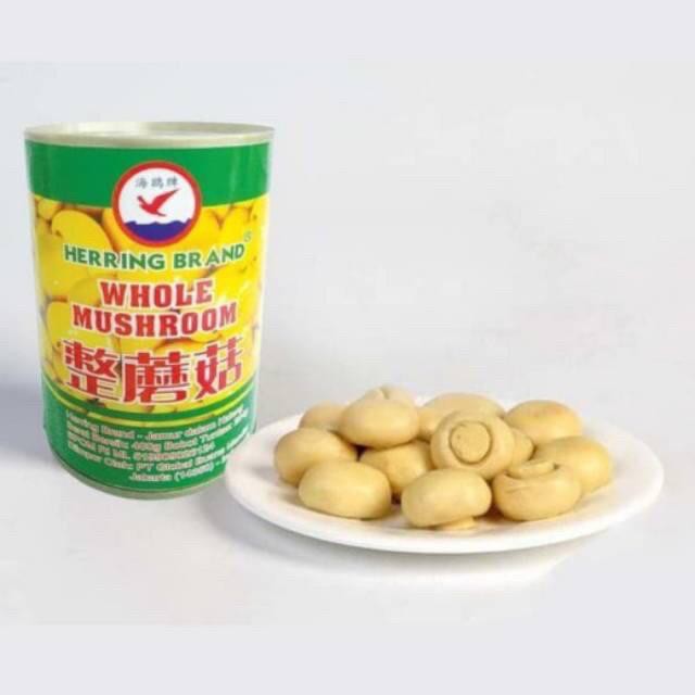 Jual Jamur Kancing Herring Brand Whole Mushroom Dalam Kaleng 400gr