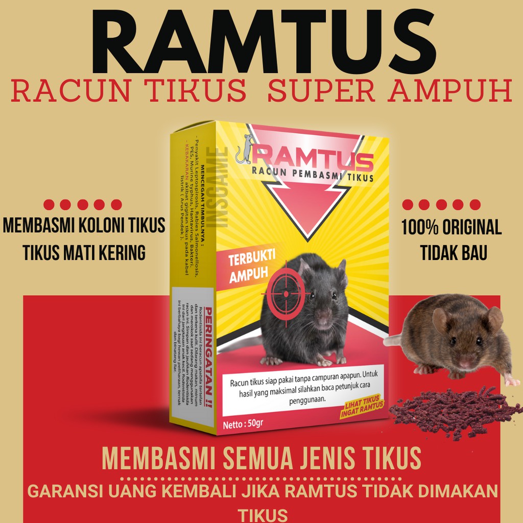 Ramtus Racun Pengusir Anti Tikus Ampuh Mati Kering Tanpa Bau Basmi Curut Wirog Dirumah Dapur Mobil