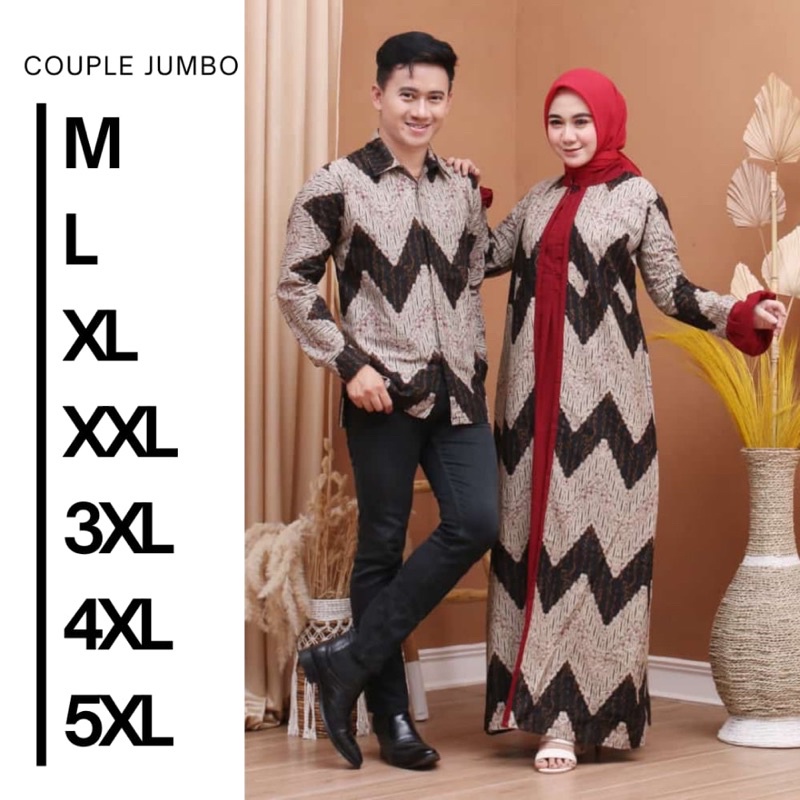 READY SUPER JUMBO batik jumbo couple batik sarimbit gamis 3L 4L 5L 6L seragam pesta multazam