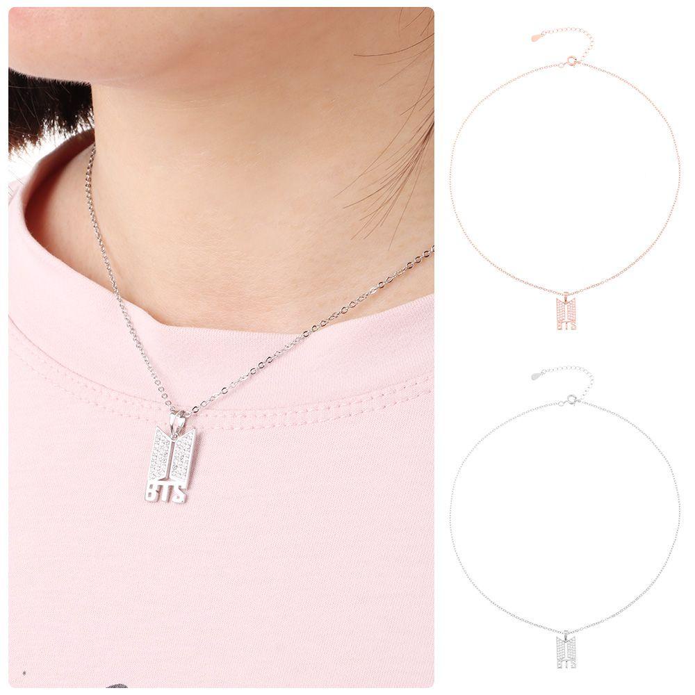 Lily Women Kalung Lapis Emas 18k logo BTS Liontin Army