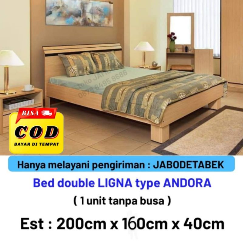 Dipan 160x200 kayu mahoni TEMPAT TIDUR RANJANG LIGNA type ANDORA 160 BED DOUBLE