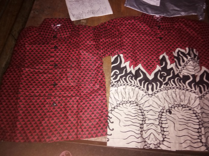 Batik Couple Keluarga Sania Ruffle Ori Ndoro Jowi Dnt Motif Bara Api Merah