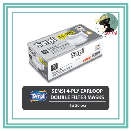 Sensi 4-ply Earloop DOUBLE FILTER SURGICAL MASK- Masker Sensi Surgical Earloop 4 lapis Box isi 40PCS