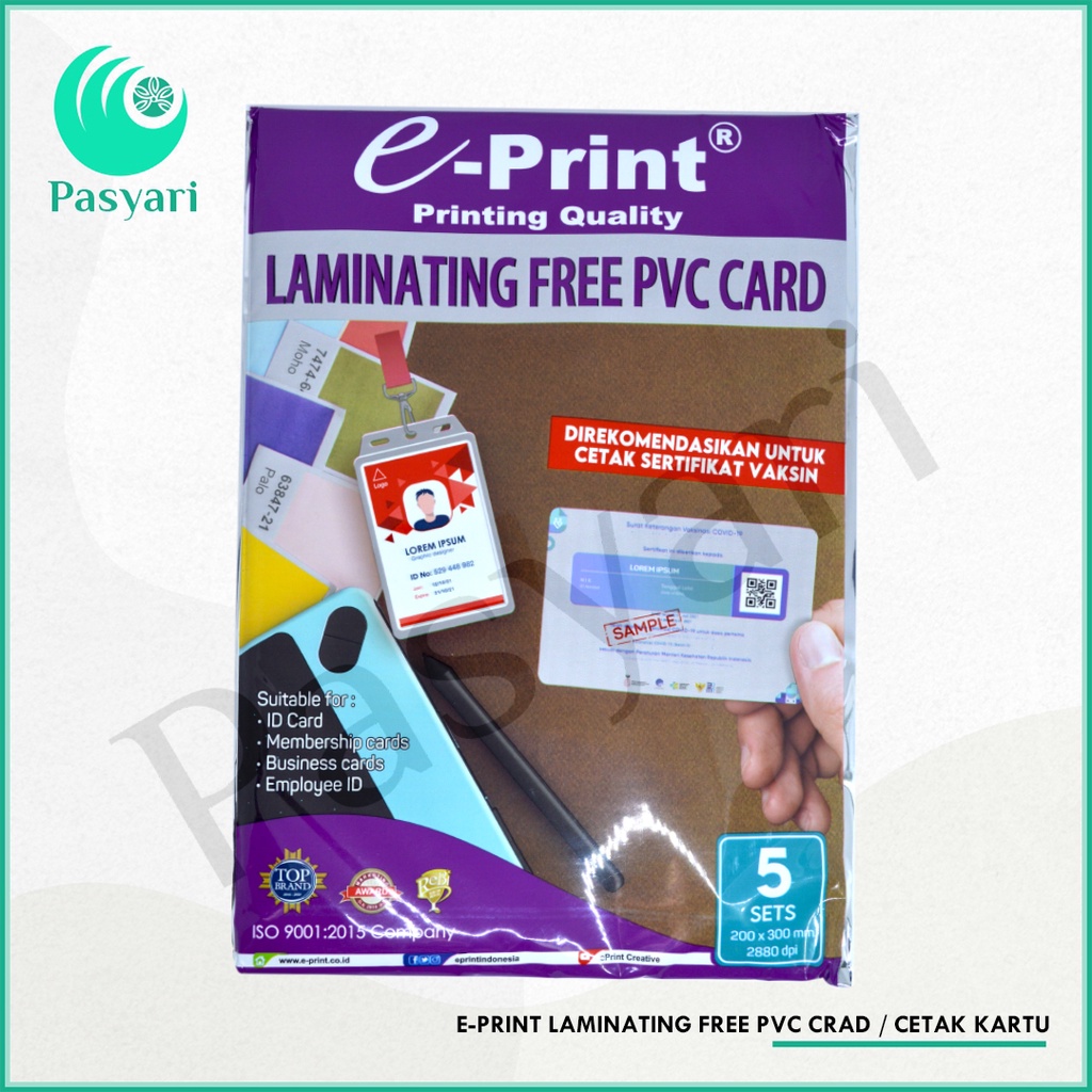 

E-Print laminating free PVC crad / cetak kartu