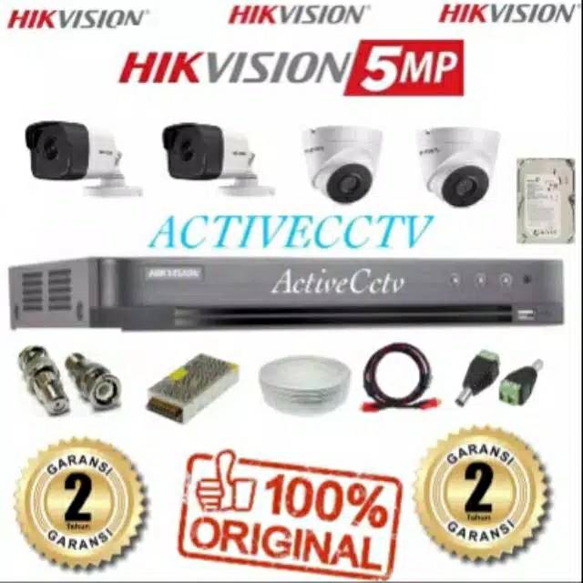 Paket 5mp 4 kamera dvr 8 channel full HD hikvision 2560p