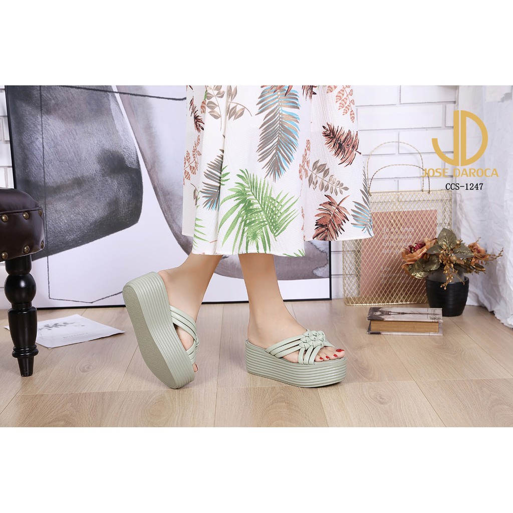 JOSE DAROCA Wedges Sandal Kulit #CCS-1247# Original