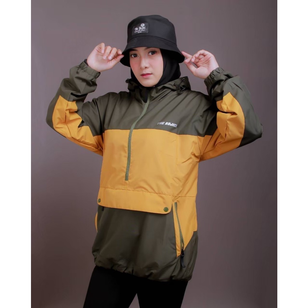 JAKET PARASUT CAGOULE HALF ZIPPER WATERPROOF PRIA WANITA