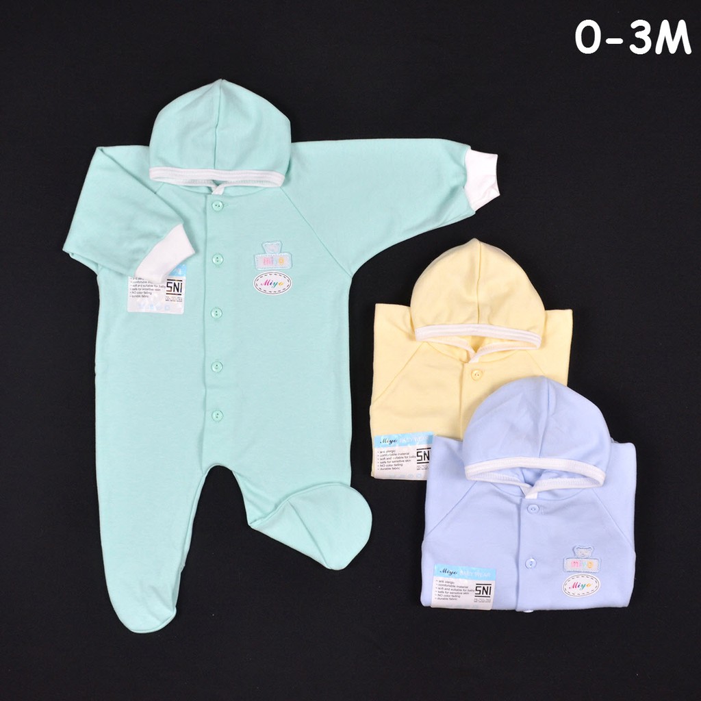 MIYO Baju Kodok Panjang Topi Tutup Kaki Bayi Baby Warna MIYO Baju Kodok Panjang Topi Tutup Kaki Bayi Baby Warna