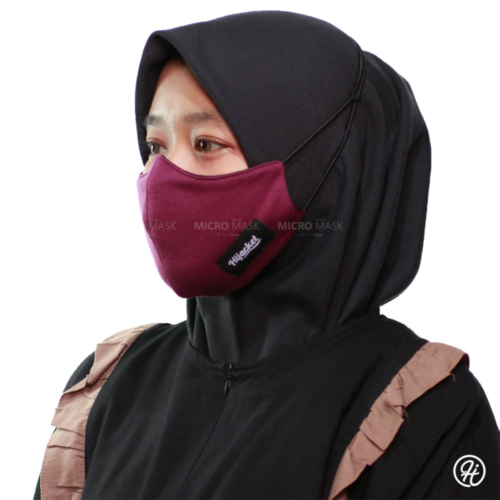Masker Kain Headloop Pria Wanita Cowok Cewek Hijab Friendly Tali Karet Elastis Hitam Keren Hijacket-UNGU