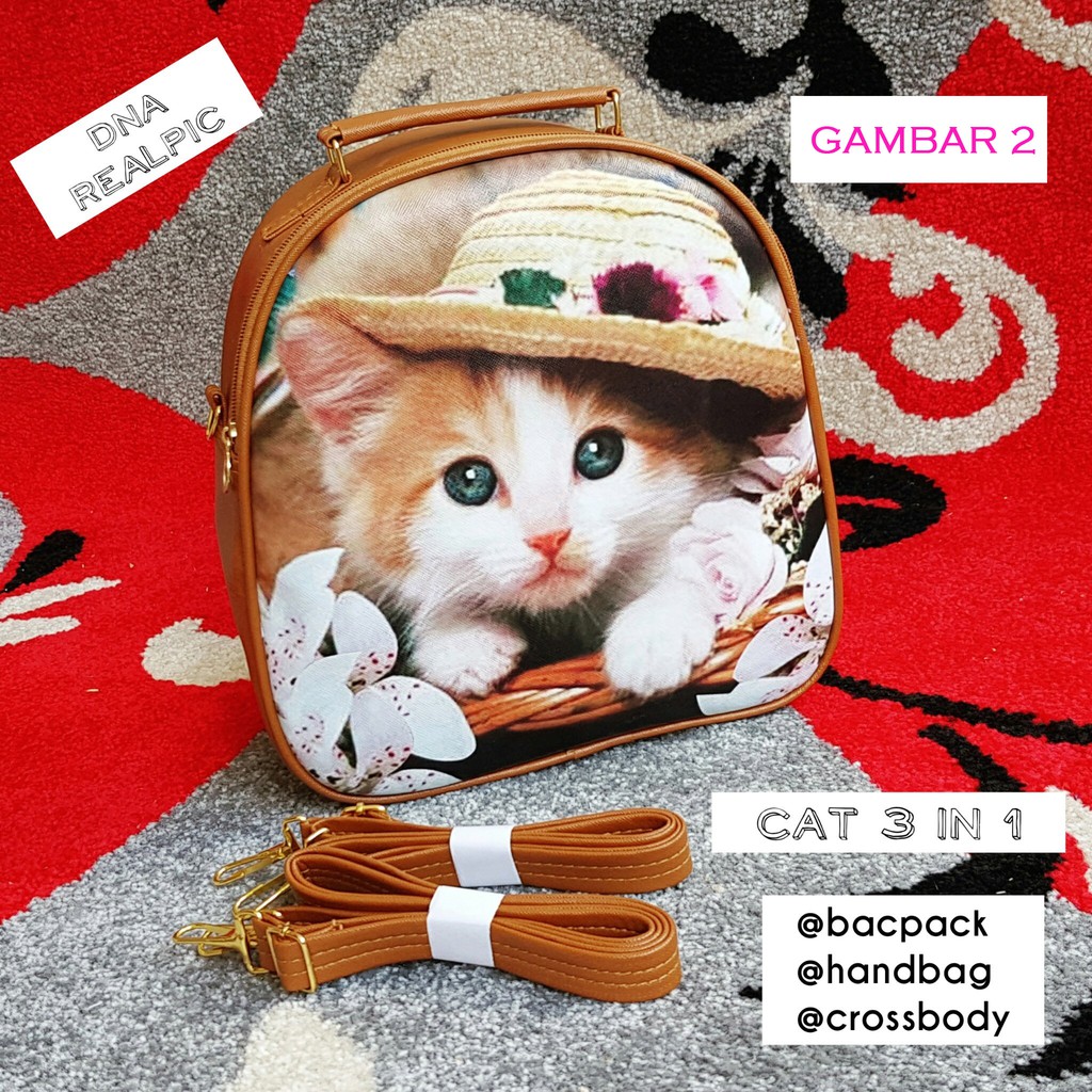 TAS WANITA KOREA PRINT LUKIS KUCING LUCU Shopee Indonesia