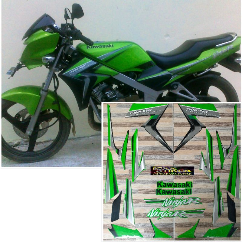 striping original Kawasaki Ninja R 150 L hijau tahun 2010 2011