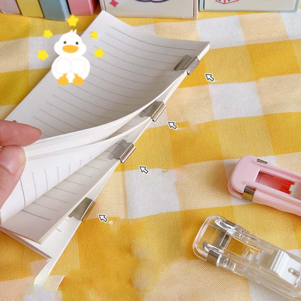 Mxbeauty Push Clip Transparan Kawaii Perlengkapan Desktop Alat Tulis Siswa Kertas Mengikat Klip Snack Sealing Klip Stapler Staple Remover