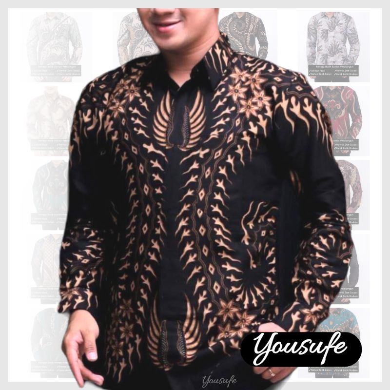 Kemeja Batik Pria Lengan Panjang Motif Bernekel Hitam Halus Katun Tidak Luntur Nyaman Seragam Nikah Pernikahan Hajatan Keluarga Shopee Cod