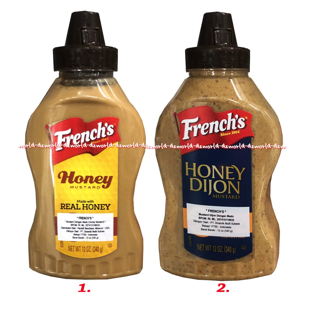 French's Honey Mustard Dan Honey Dijon 340gr Mustard Saos Untuk Hotdog Dan Sandwich