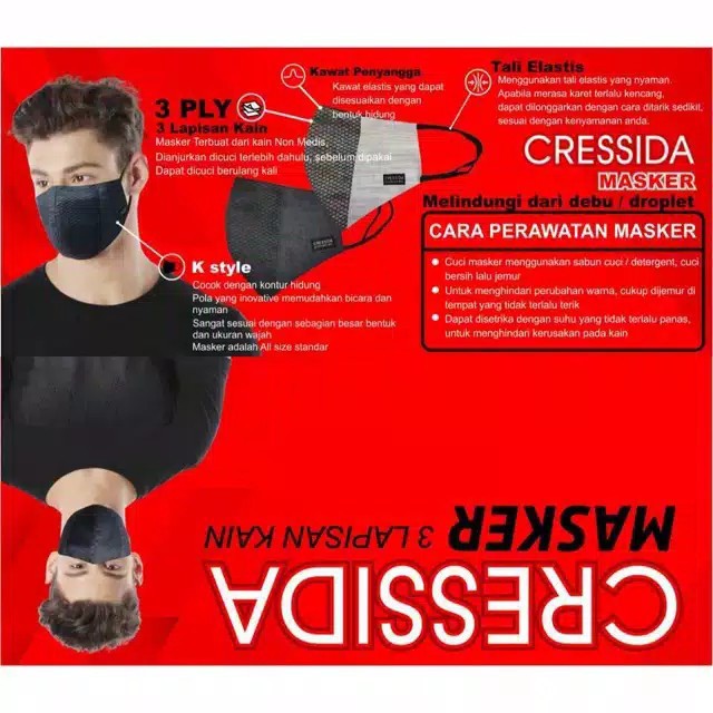 bb CRESSIDA MASKER KAWAT Isi 2 Masker Dewasa Non Hijab - EAFA.G00012