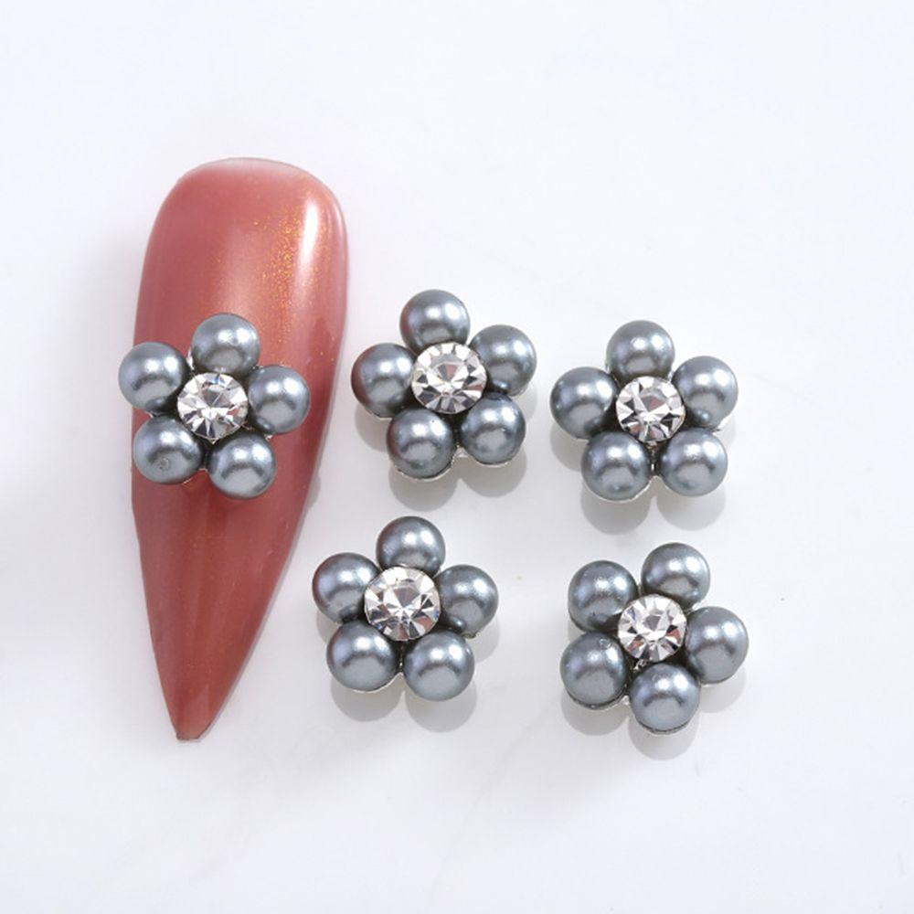 Mxbeauty 3D Dekorasi Nail Art Elegan 5pcs Hiasan Kuku Kelopak Mutiara Berlian Imitasi Manikur Aksesoris