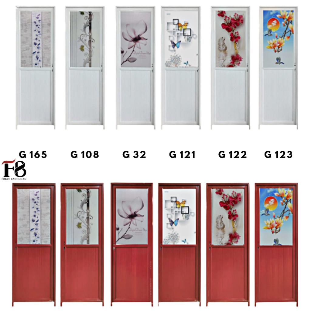 Jual Pintu Kamar Mandi Aluminium Tebal kaca 1/2 Termurah Pintu