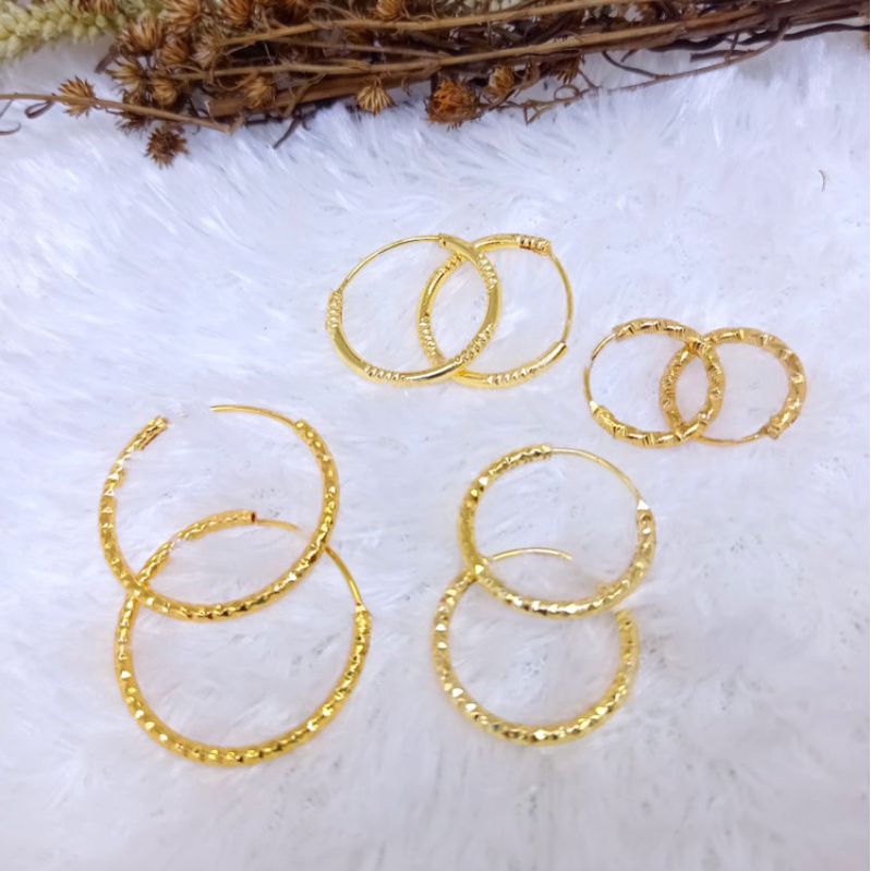 Anting Xuping bulat /anting gipsy bulat/ anting lapis emas 24 karat