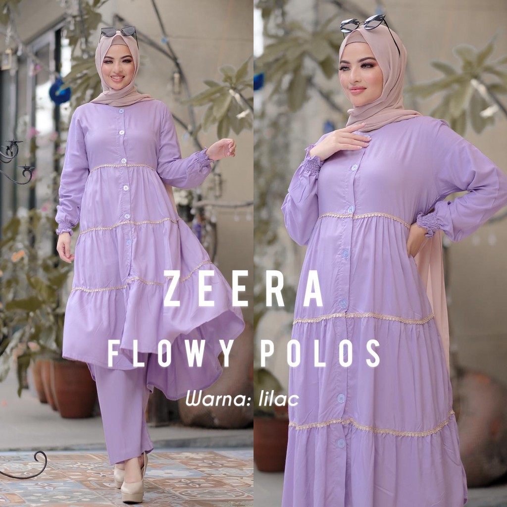 Daster Arab  Zeera Setelan Flowy Polos
