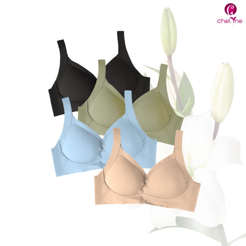 BH Chelyne Seamless Lycra Premium V6868 Full Cup Sport Bra Polos - Comfortable Daily Bra - Big Size 34/42