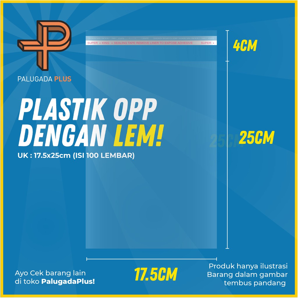 

PLASTIK OPP LEM UK 17.5x25cm +4cm (LEM) 1pack isi 100