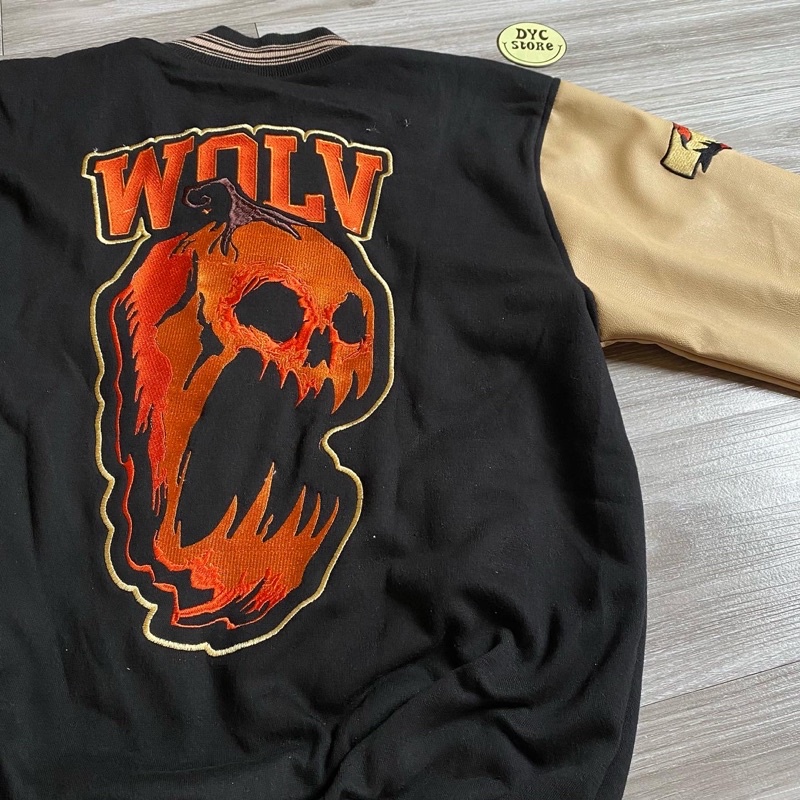 JAKET BOMBER VARSITY ORIGINAL WOLV STREET WEAR special art PUMPKIN