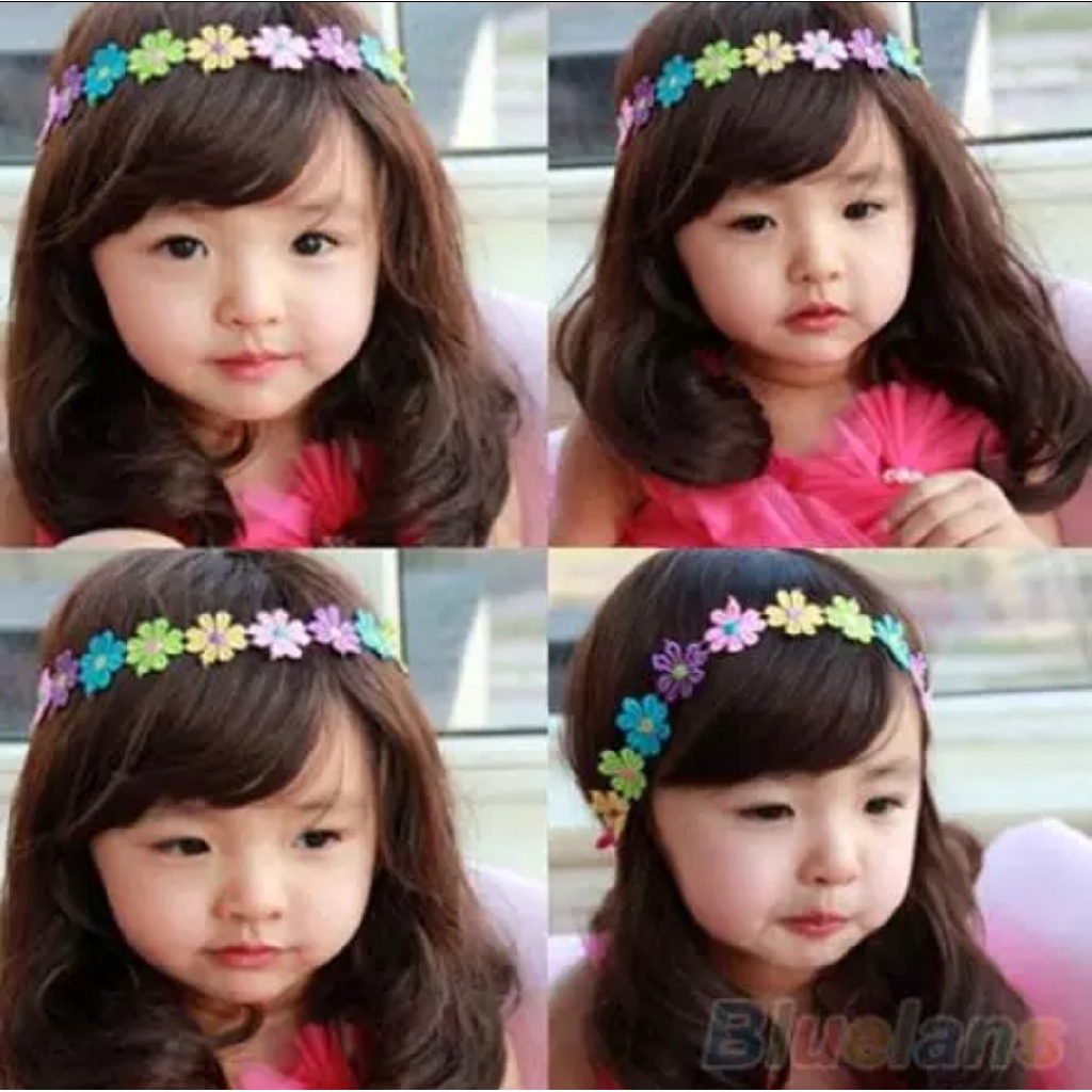 Bando anak style korea hair aksesoris bunga warna warni 496