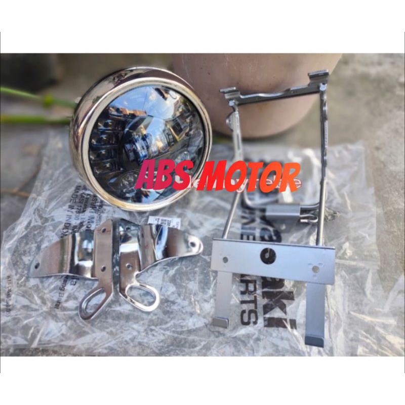 LAMPU DEPAN NINJA SS BULAT CROM / REFLEKTOR NINJA SS CROM/ lampu depan ninja ss set daymaker/braket 