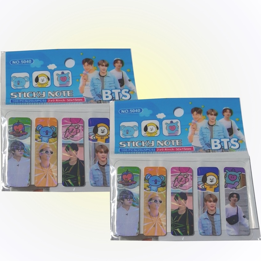 Sticky Note Stiker Pembatas Buku Bts Stiker Karakter Gambar Isi 100 Pcs