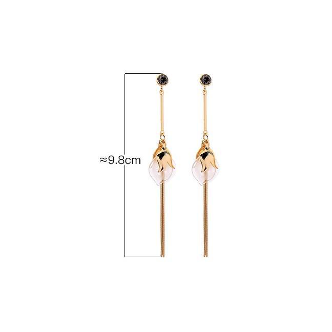 LRC Anting Tusuk Fashion Flower-studded Tassel Earrings F55554