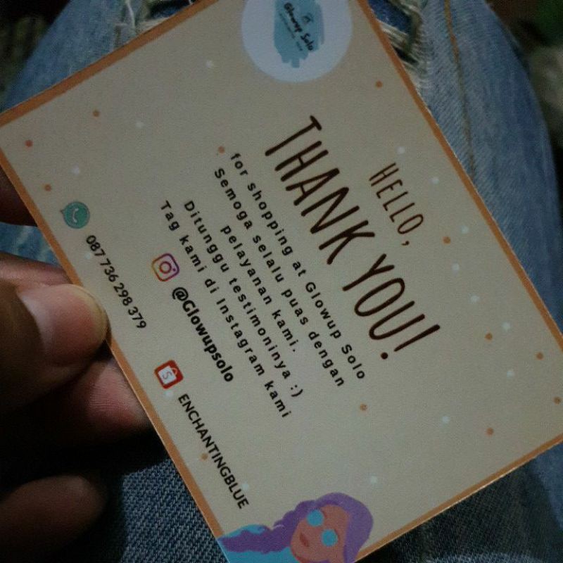 

Thank you Card bahan AC 260gr custom 100pcs