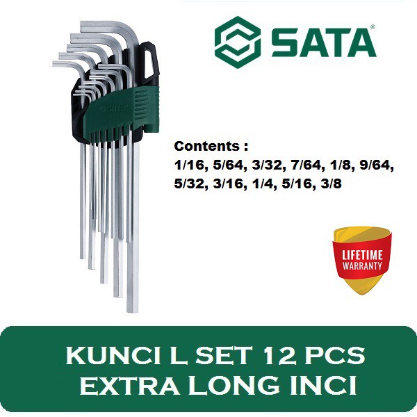 SATA Tools Kunci L Set 12 PCS Extra Long Inci