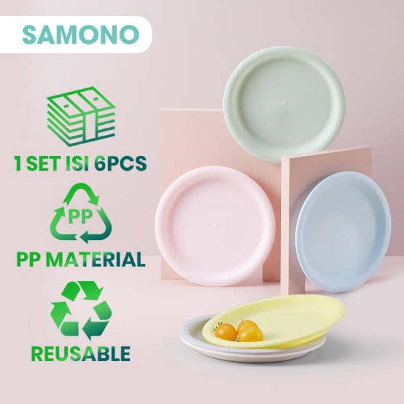 1set isi 6 PIRING WARNA MACARON MICROWAVE STYLISH (SAMONO W02)