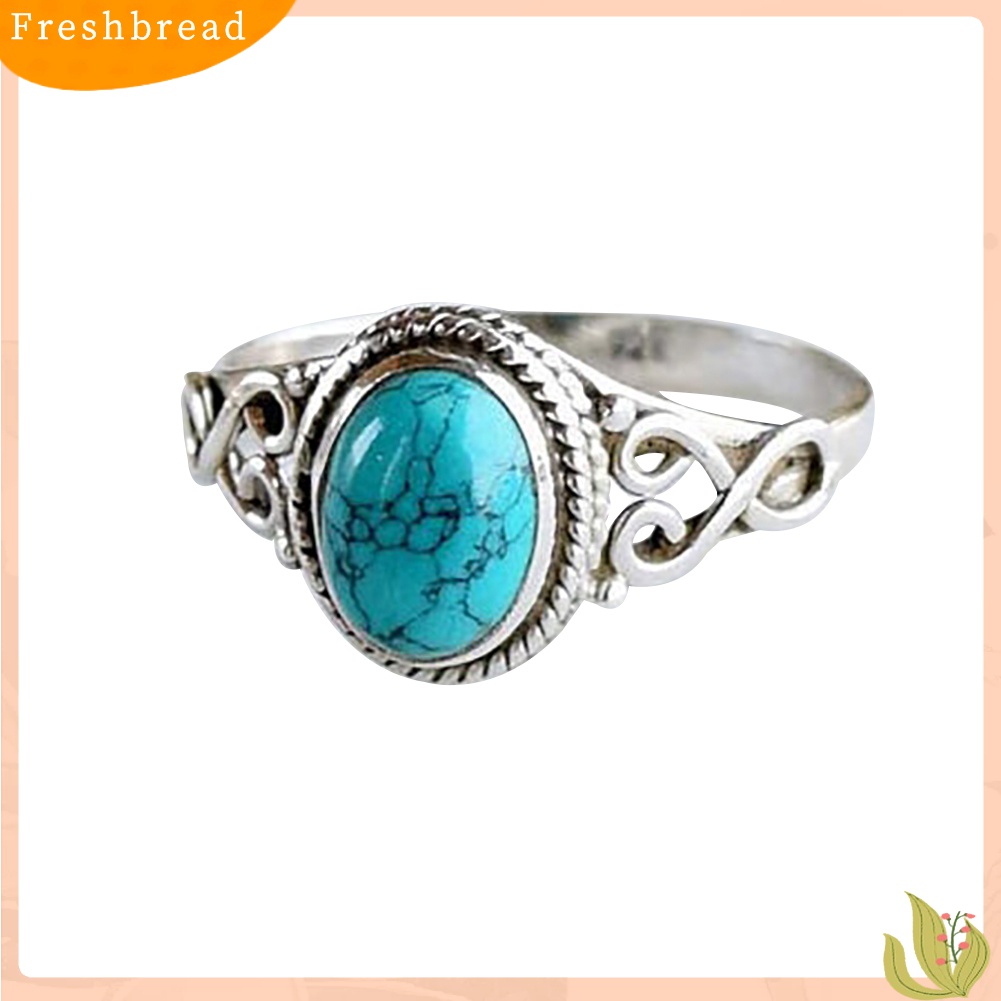 [TERLARIS]Antique Turquoise Natural Gemstone Bride Wedding Engagement Vintage Ring Gift