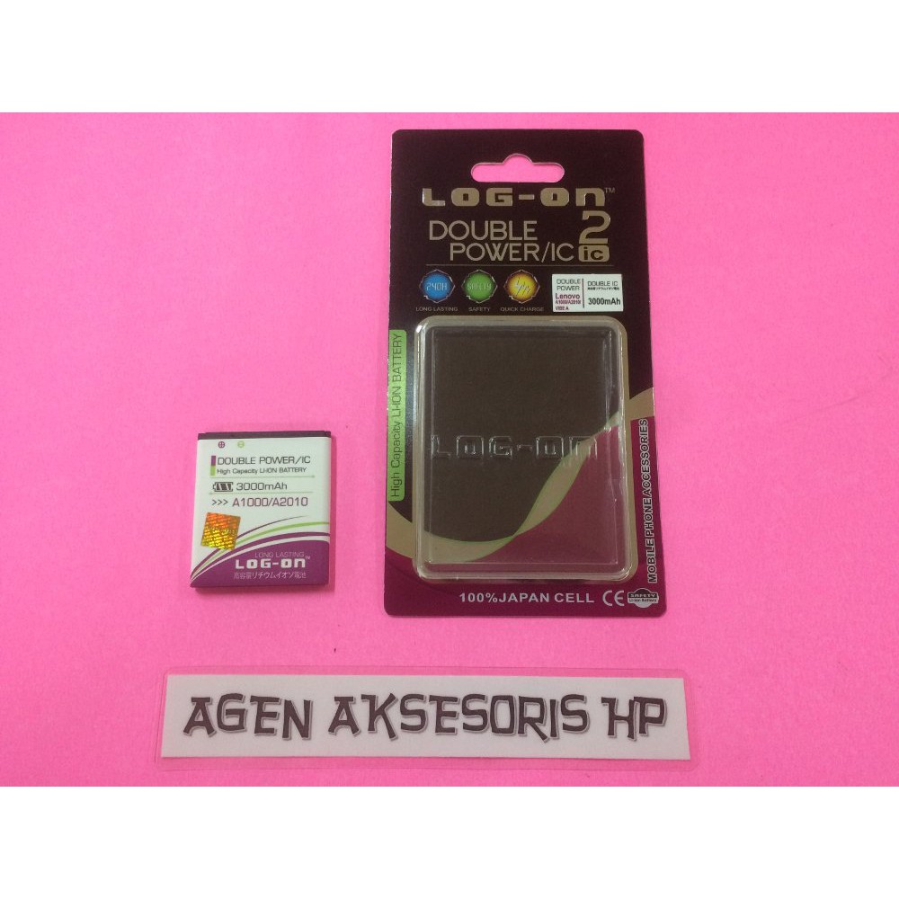 Batre Lenovo A1000 / A2010 Baterai Battery Log On Double Power 3000mAh