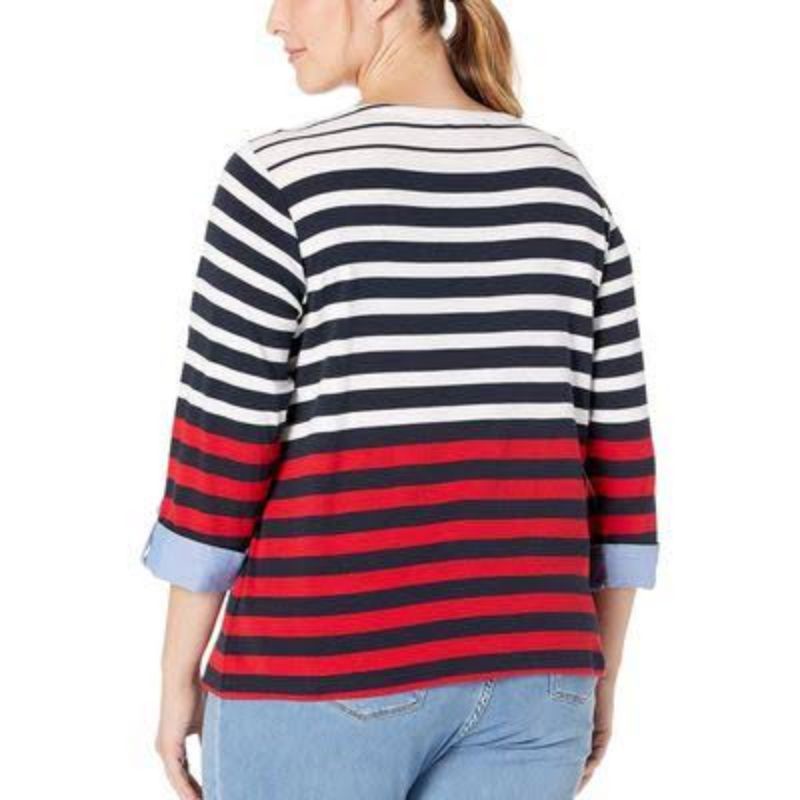 T*MMY H*LFIGER SABRINA 3/4 SLEEVE WOMEN TOP-KAOS WANITA