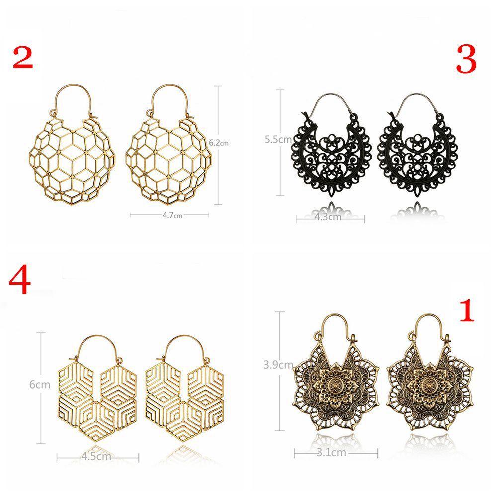 TOP Anting Hoop Vintage Geometris Liontin Gypsy Tribal Menjuntai Drop