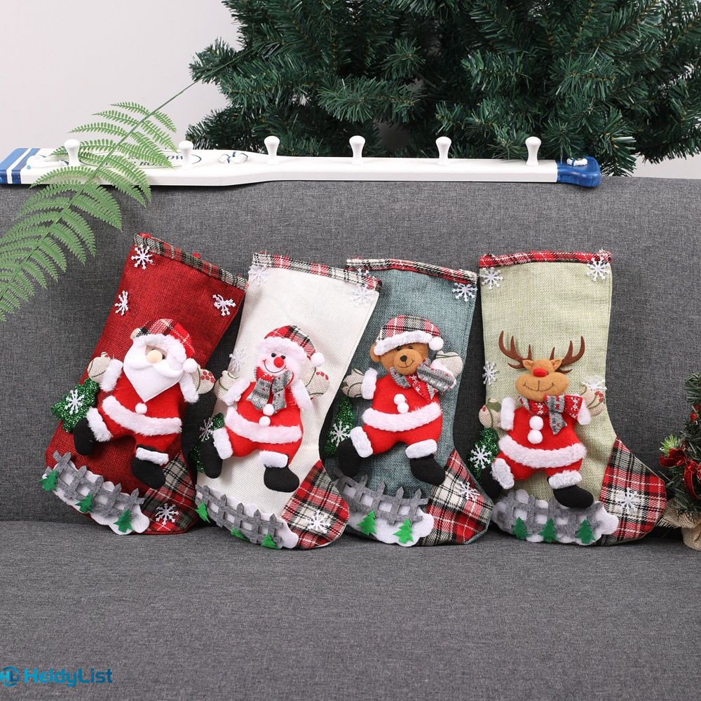Christmas Sock Gift Bag Decoration Props Santa Snowman Large Gift Candy Bag Christmas Decoration Sw Shopee Indonesia