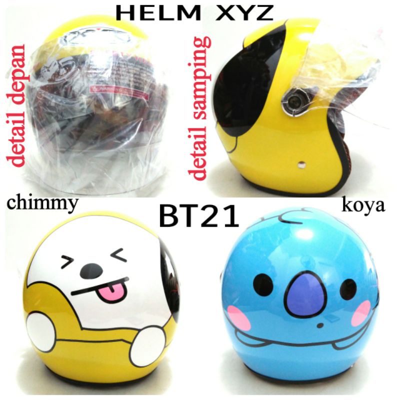 HELM XYZ ORIGINAL + KACA TERBARU MOTIF  BT21 KOYA CHIMMY GLOSY ALL SIZE TERMURAH